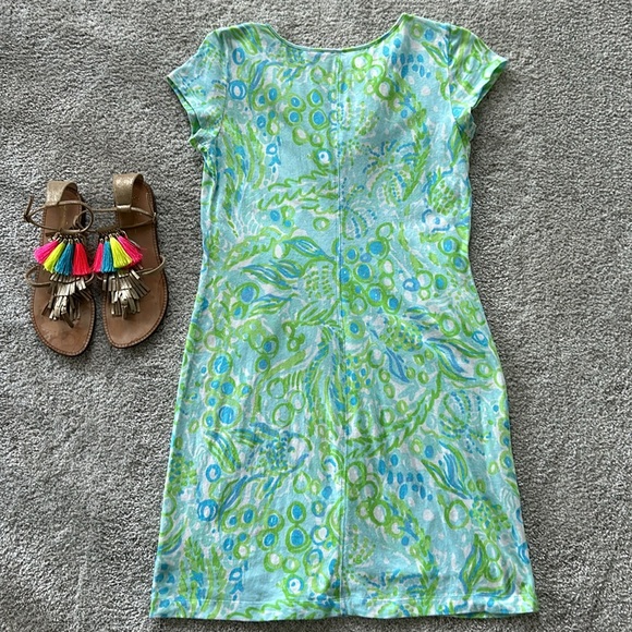 Lilly Pulitzer Harper Dress Pool Blue Any Fins Possible - Picture 6 of 7